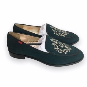 Marc Joseph Womens Size 6 Emerald‎ Green Nubuck Leather Slip On Loafers Shoes